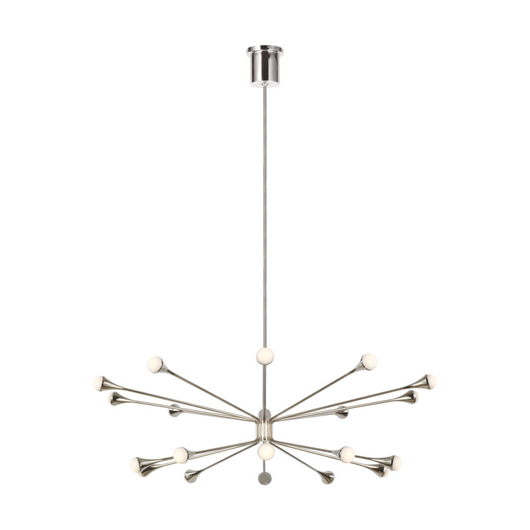 Lody Mid-Century Modern 20-Light Polished Nickel LED Chandelier
