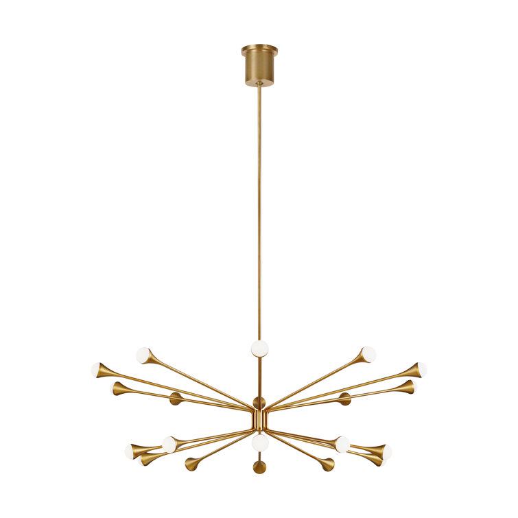 Aged Brass 20-Light LED Mid-Century Modern Chandelier