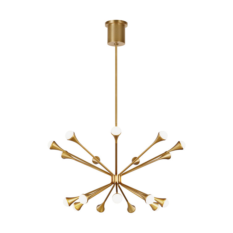 Aged Brass 18-Light LED Chandelier with Orbed Diffusers