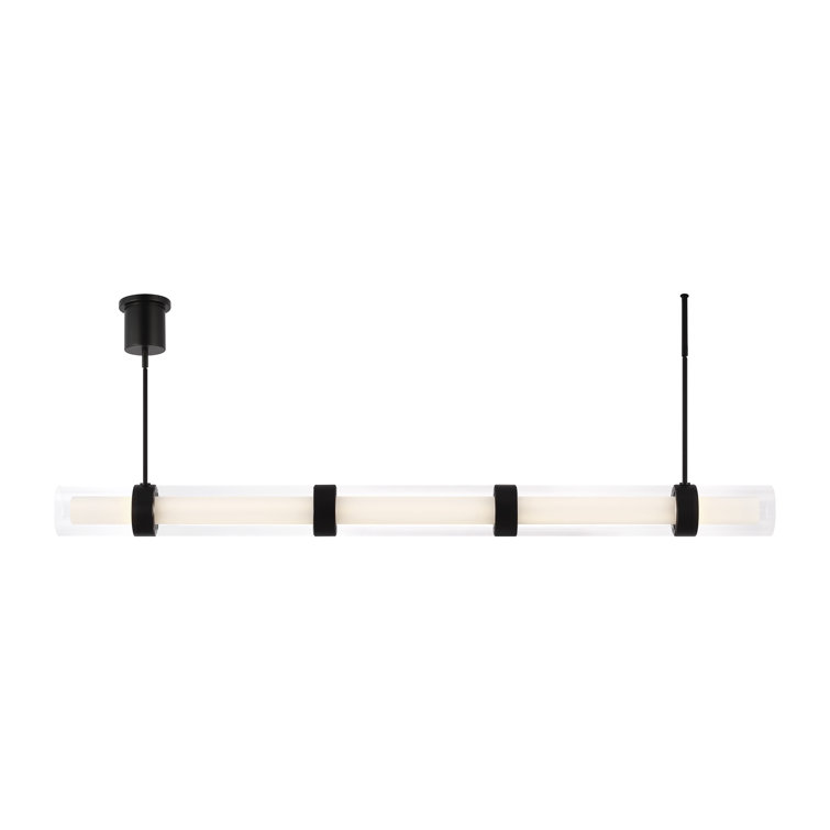 Sleek Black Glass 55.9" LED Linear Pendant Light