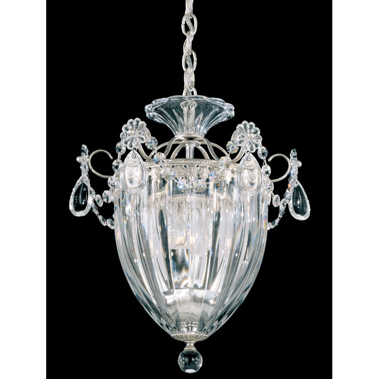 Antique Silver Crystal 3-Light Pendant with Heritage Clear Crystals