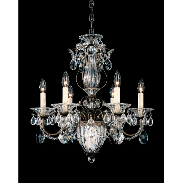 Elysian Antique Silver 6-Light Chandelier with Clear Heritage Crystal
