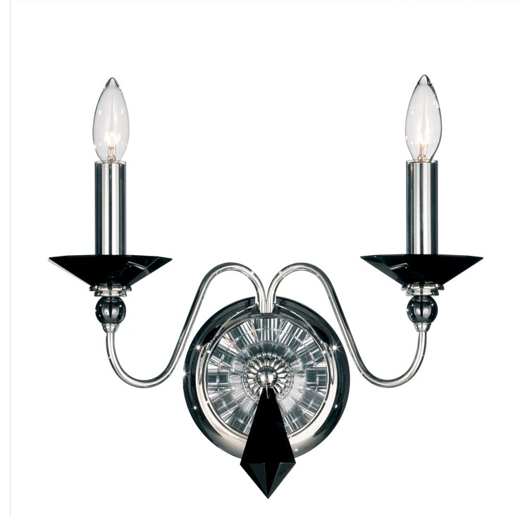Jasmine Polished Silver 2-Light Wall Sconce with Optic Clear Crystals