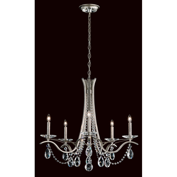 Ferro Black 5-Light Traditional Crystal Chandelier with Clear Accents