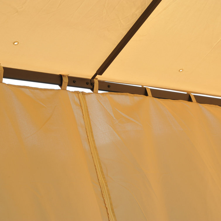 Steel Garden Gazebo with Curtains, 10 x 10 ft, Gray