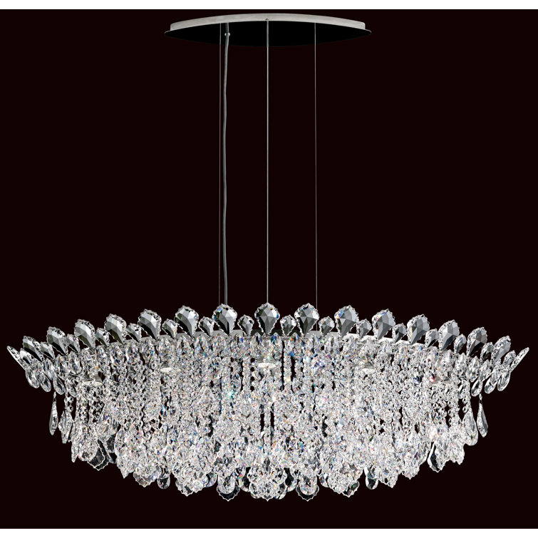 Trilliane Strands Eight Light Crystal Pendant in Stainless Steel