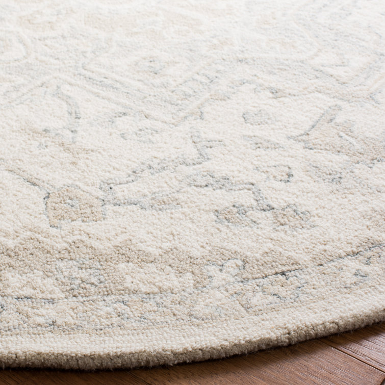 Ivory & Beige Handmade Wool Medallion Area Rug - 2'3" x 5'