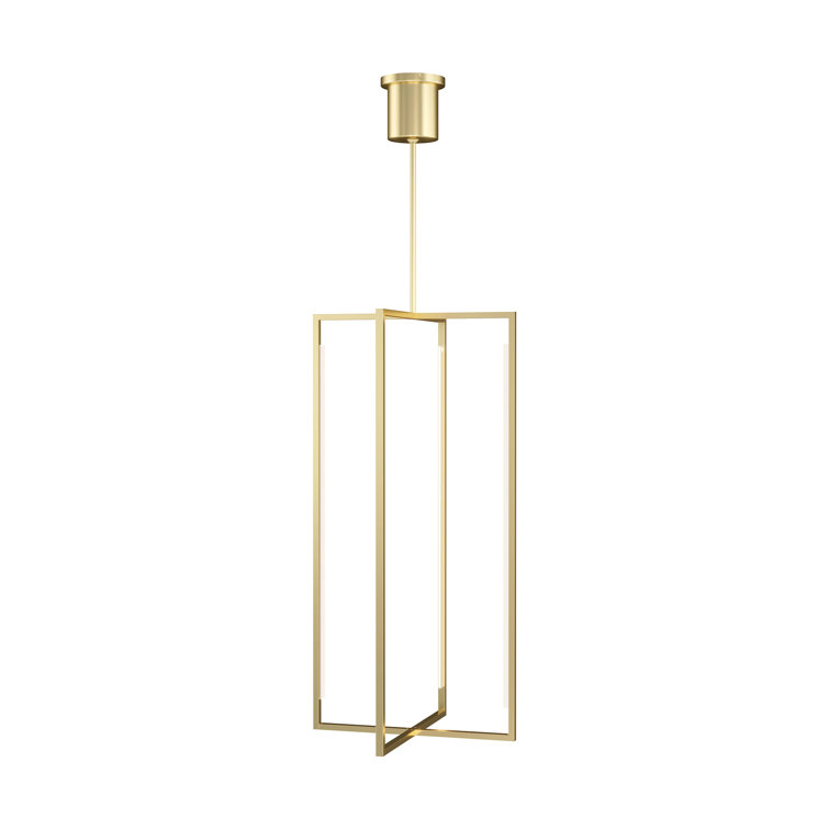 Natural Brass 25" LED Pendant Light with Glass Shade