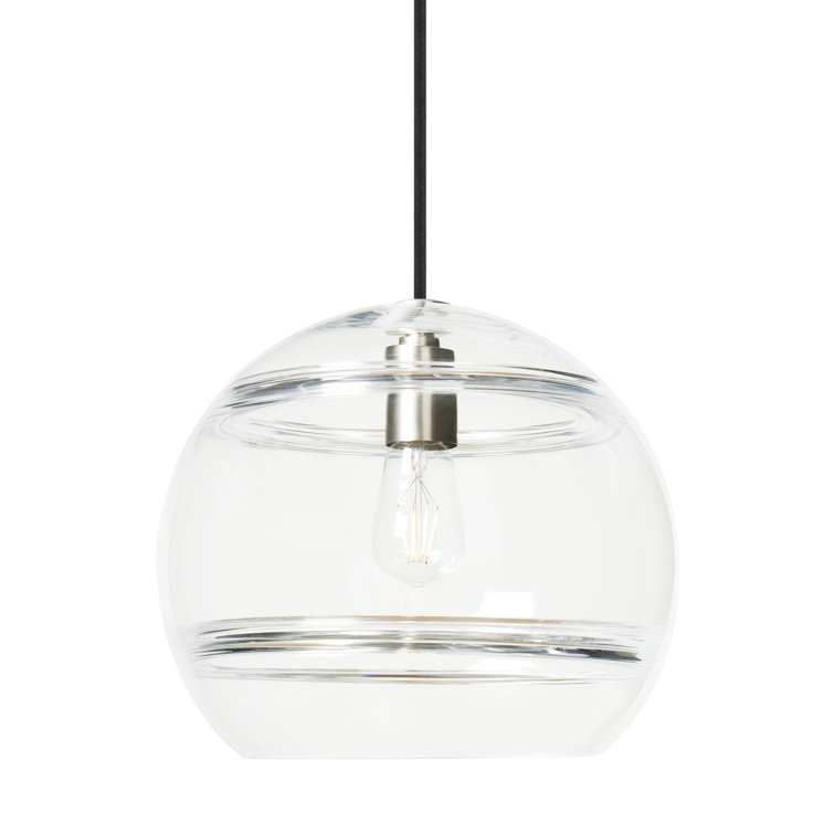Sedona Contemporary Globe LED Pendant in Satin Nickel with Clear Glass