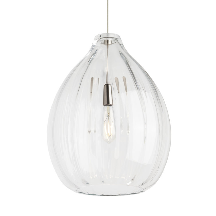 Harper Satin Nickel Clear Glass Ribbed Pendant Light