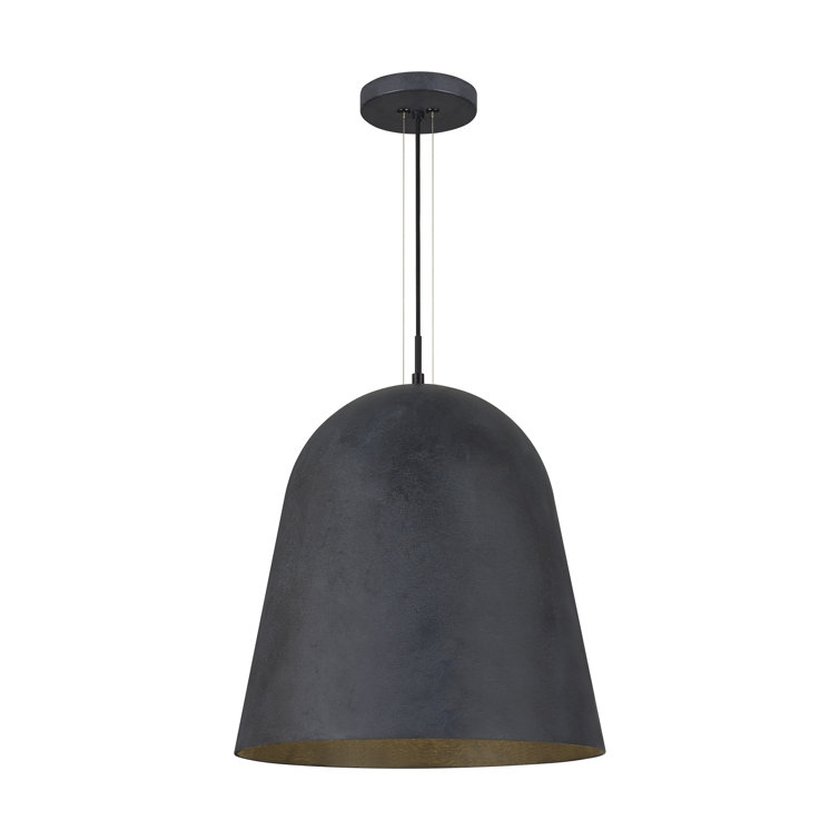 Weathered Zinc Industrial Bowl Pendant with Sand Casted Shade