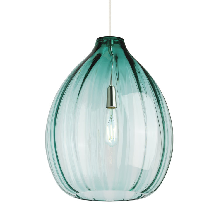 Harper Satin Nickel Clear Glass Ribbed Pendant Light