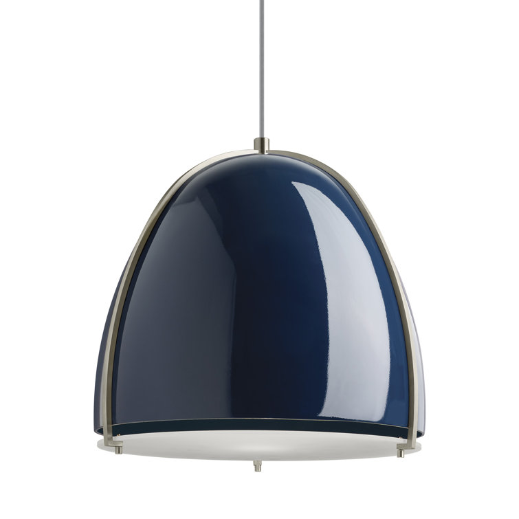 Blue Satin Nickel Dome LED Pendant Light