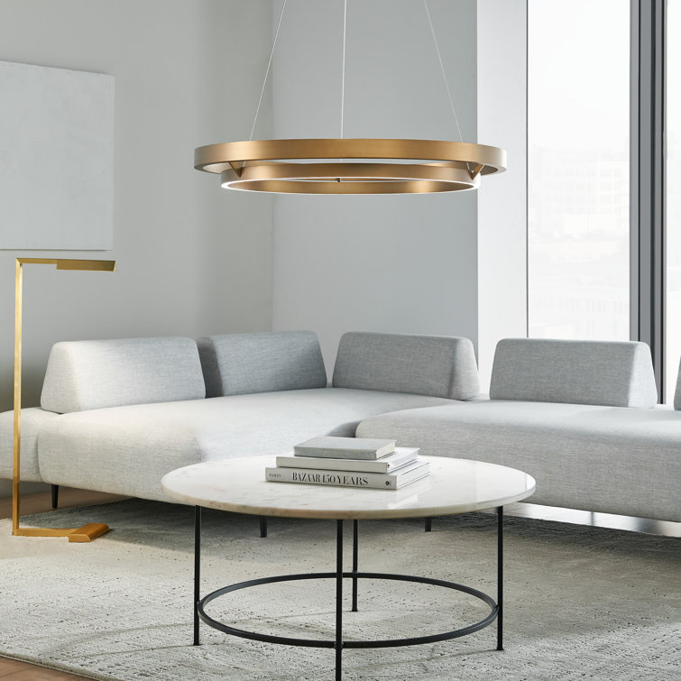 Elegance Unveiled 30'' Matte Black & Weathered Oak LED Chandelier
