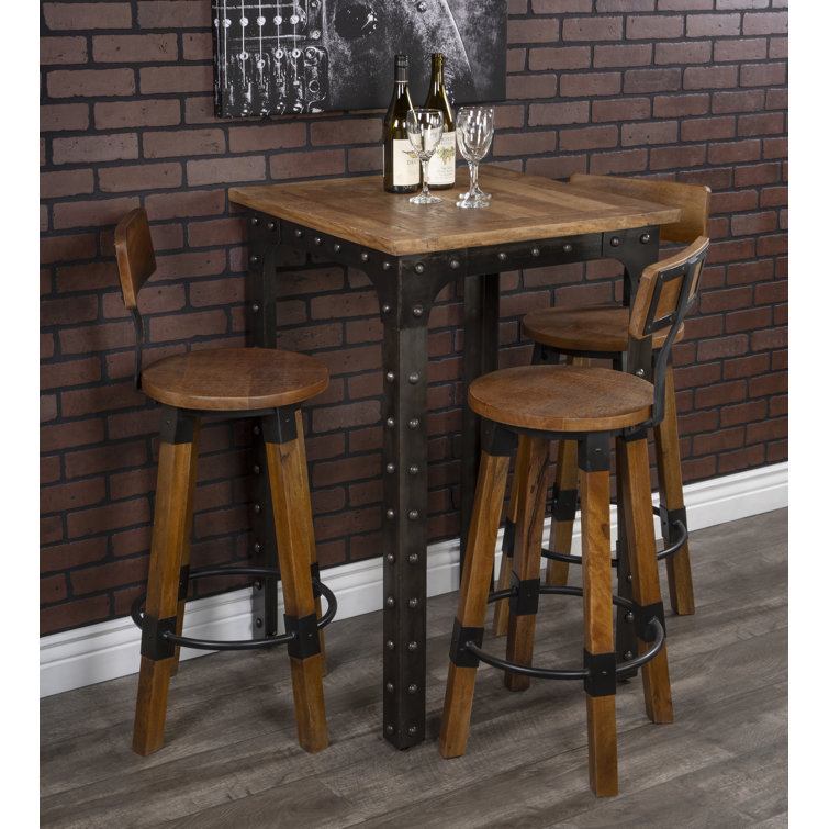 Masterson Industrial Chic Wood & Metal Counter Stool in Natural Brown
