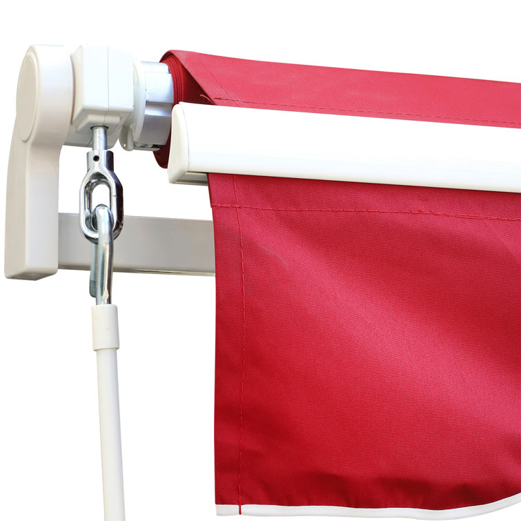 Wine Red Manual Retractable Patio Awning with Aluminum Frame