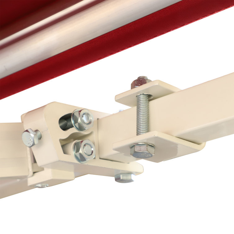 Wine Red Manual Retractable Patio Awning with Aluminum Frame