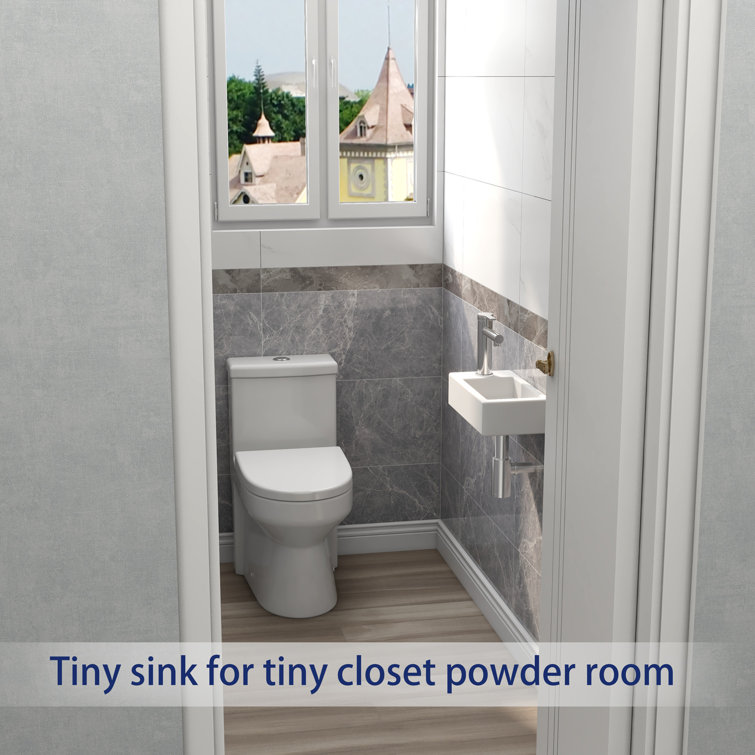 White Ceramic Rectangular Wall-Mount Bathroom Sink