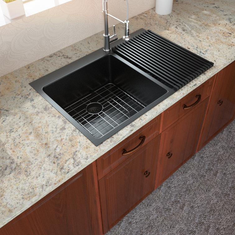 Gunmetal Black 33" Double Bowl Farmhouse Stainless Steel Sink