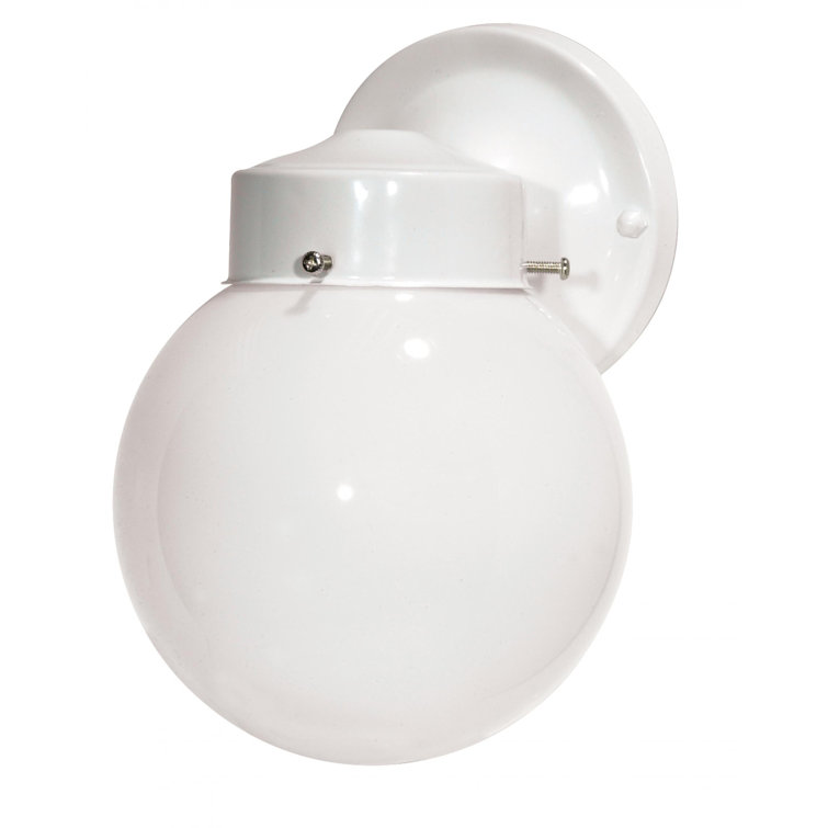 Gloss White Globe Shade Outdoor Wall Light