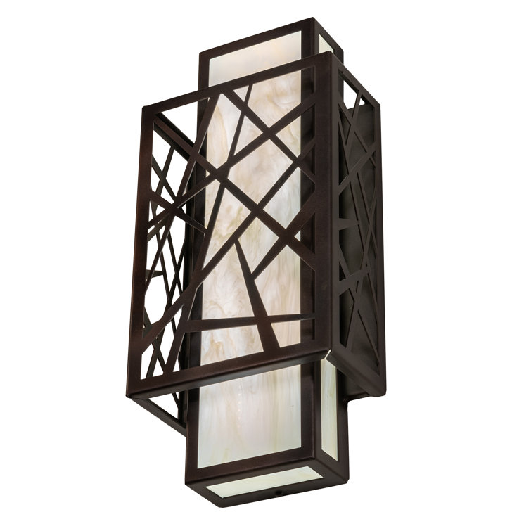 Bronze Geometric LED Wall Sconce with Acrylic Shade