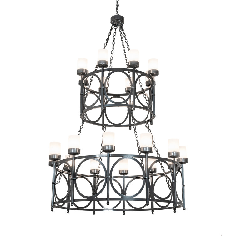 Porta 20-Light White and Gray Acrylic Tiered Chandelier