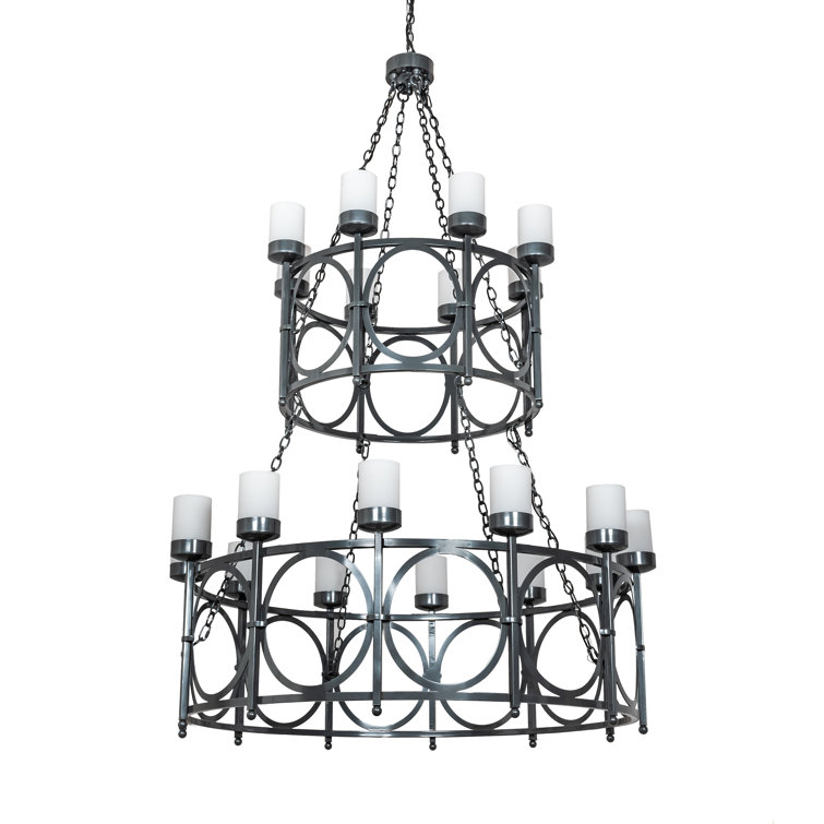 Porta 20-Light White and Gray Acrylic Tiered Chandelier