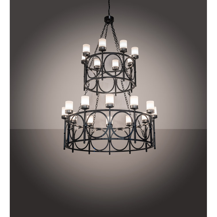 Porta 20-Light White and Gray Acrylic Tiered Chandelier
