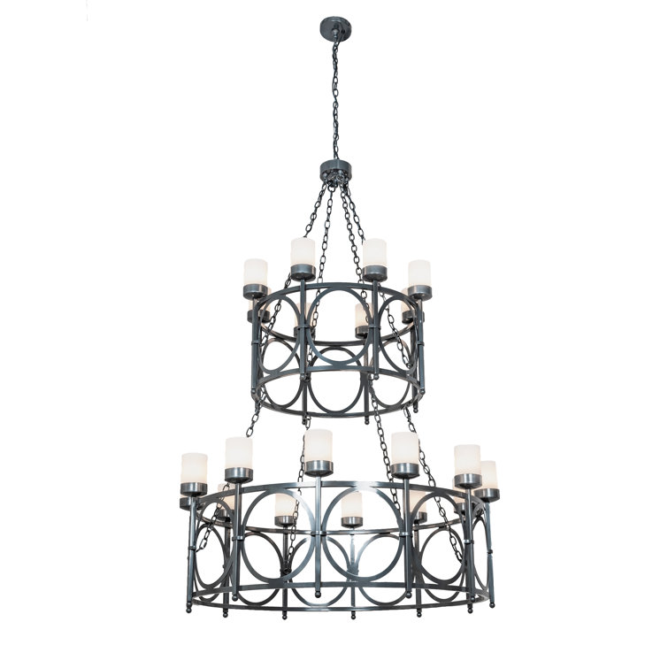 Porta 20-Light White and Gray Acrylic Tiered Chandelier