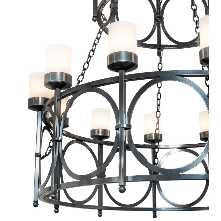Porta 20-Light White and Gray Acrylic Tiered Chandelier
