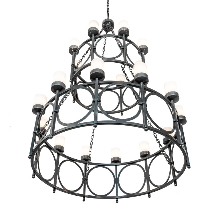 Porta 20-Light White and Gray Acrylic Tiered Chandelier