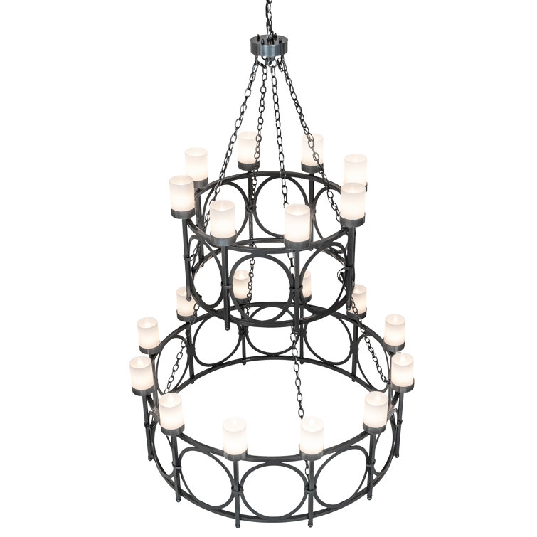 Porta 20-Light White and Gray Acrylic Tiered Chandelier