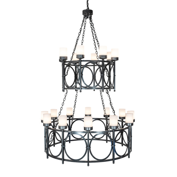 Porta 20-Light White and Gray Acrylic Tiered Chandelier