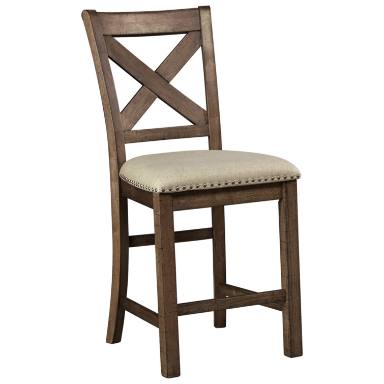 Moriville Padded Seat Brown Wood Bar Stool Set of 2