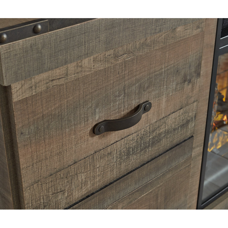 Rustic Brown 3-Piece Entertainment Center with Electric Fireplace
