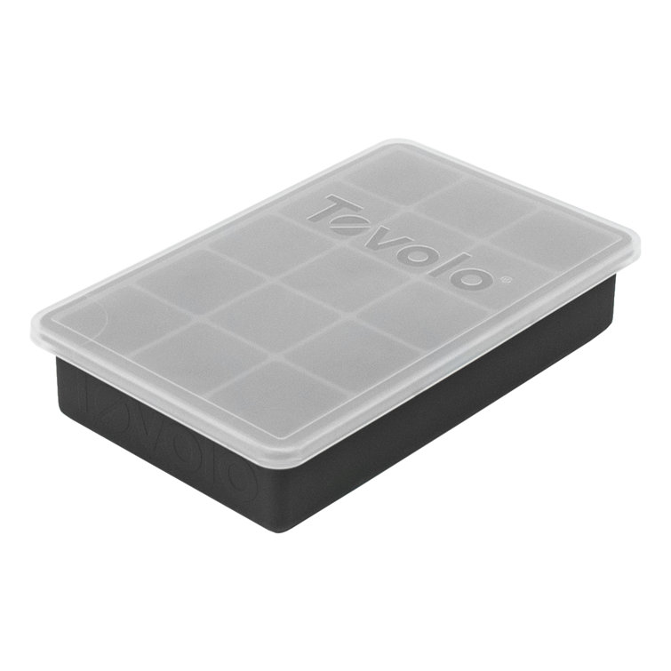 Charcoal Gray Silicone Perfect Cube Ice Tray with Lid