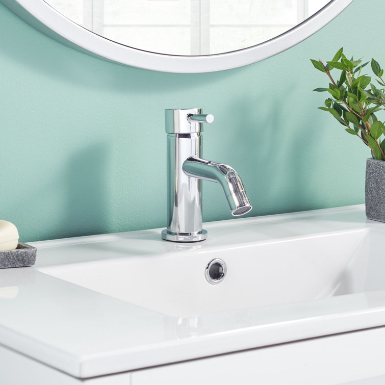 Amity Chrome Single-Hole Bathroom Faucet with Cylindrical Body