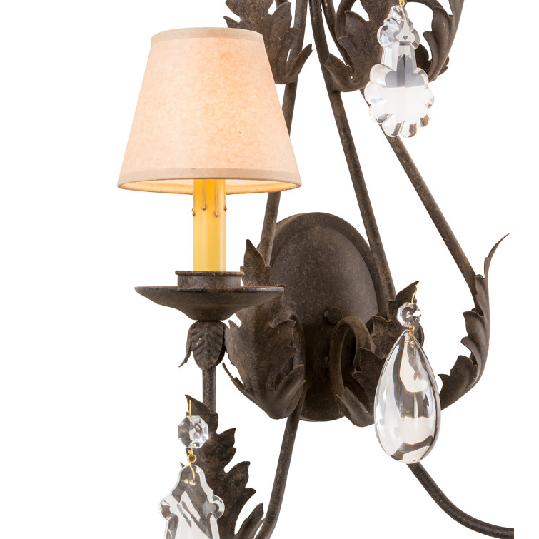 Chocolate and Beige Two-Light Fabric and Glass Sconce