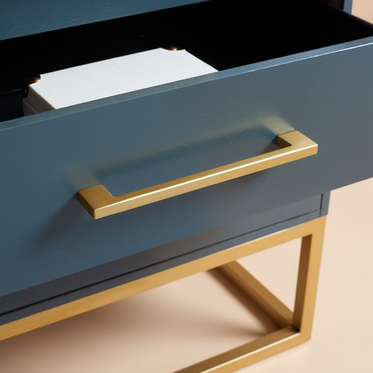 Estelle Transitional Teal 6-Drawer Dresser with Brass Accents