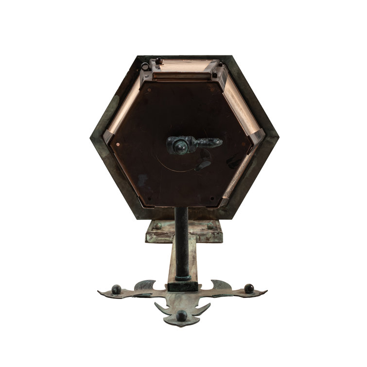 Verdigris Copper Lantern Sconce with Clear Seeded Glass