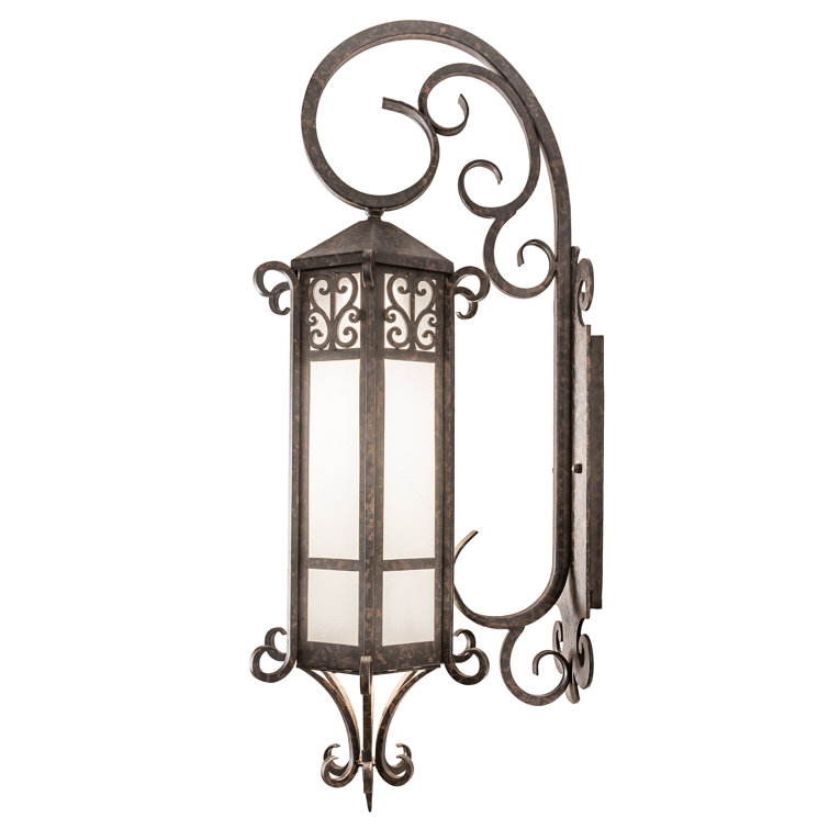 Elegant Chocolate Lantern Wall Sconce with Frosted Seeded Glass
