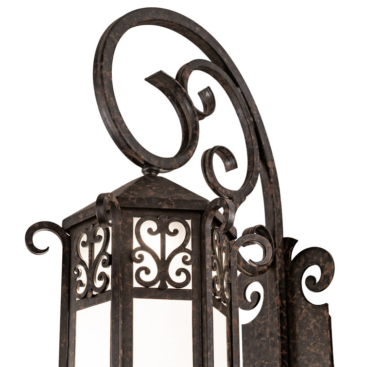 Elegant Chocolate Lantern Wall Sconce with Frosted Seeded Glass