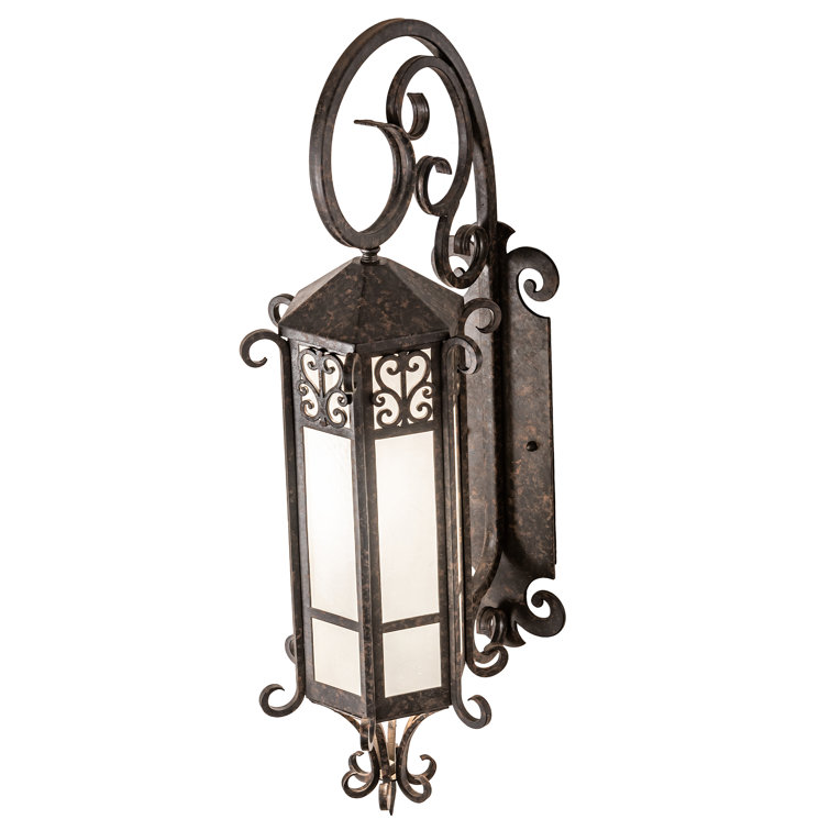Elegant Chocolate Lantern Wall Sconce with Frosted Seeded Glass