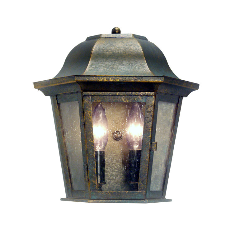 Antique Rust 2-Light Sconce with Clear Seeded Glass