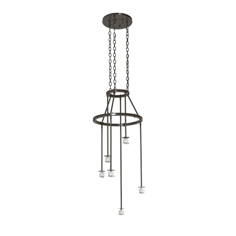 Timeless Bronze 6-Light Chandelier with Amber Acrylic Shades