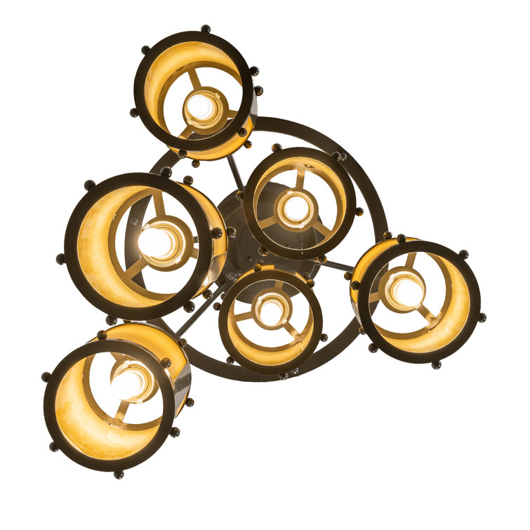 Timeless Bronze 6-Light Chandelier with Amber Acrylic Shades