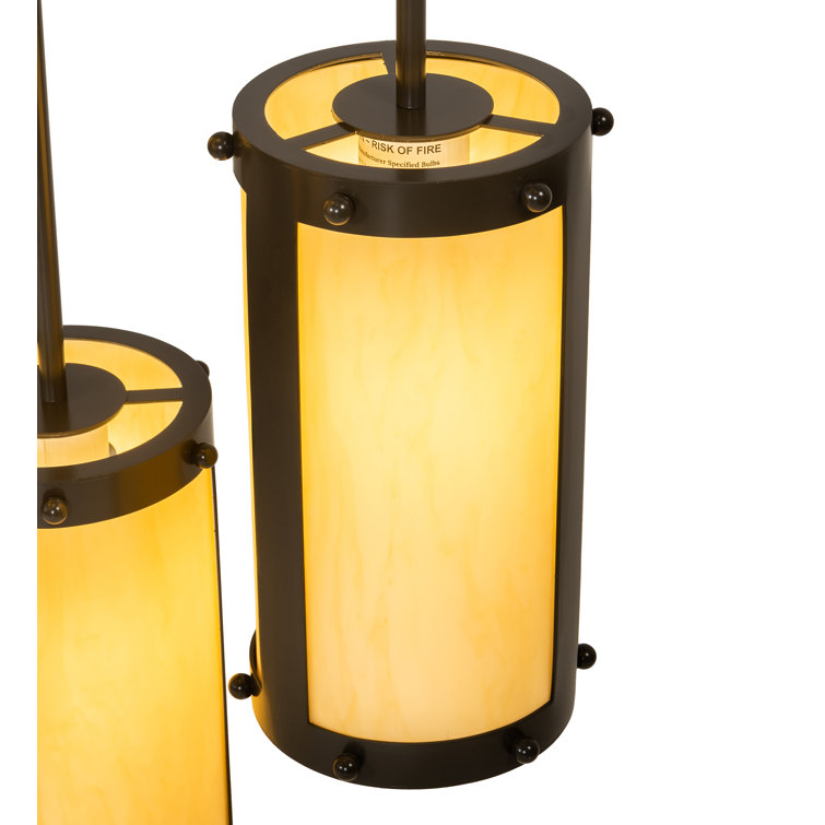 Timeless Bronze 6-Light Chandelier with Amber Acrylic Shades