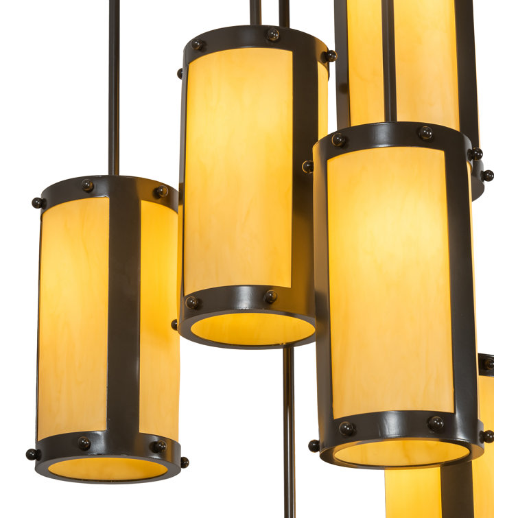 Timeless Bronze 6-Light Chandelier with Amber Acrylic Shades