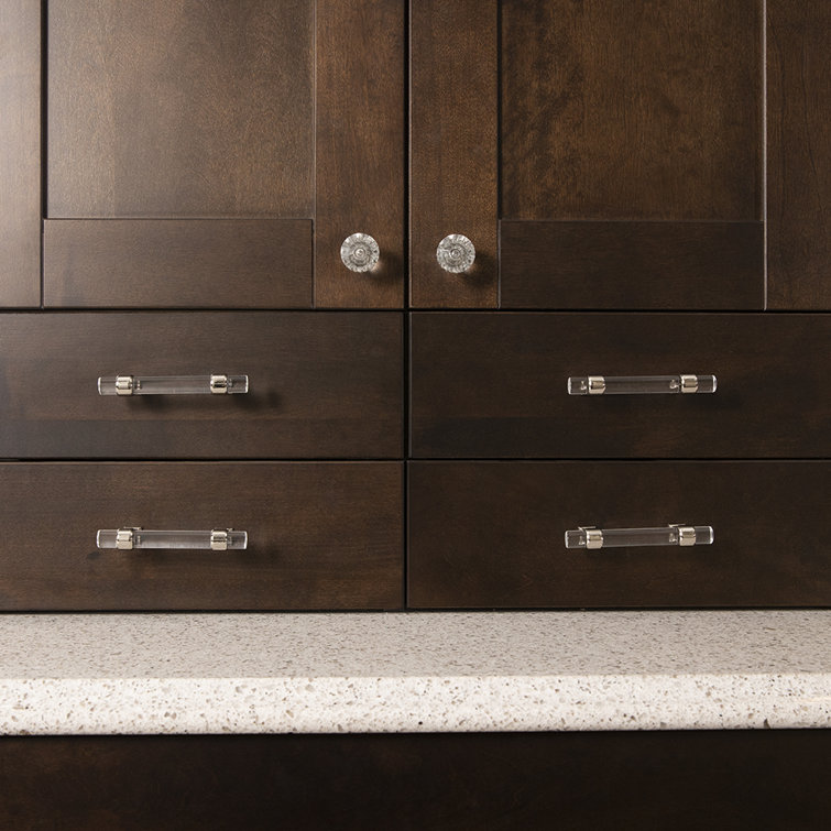 Polished Nickel and Crystal Bar Cabinet Pulls with Mounting Hardware