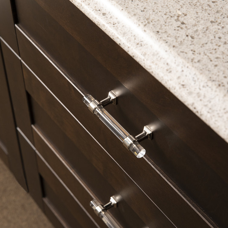 Polished Nickel and Crystal Bar Cabinet Pulls with Mounting Hardware
